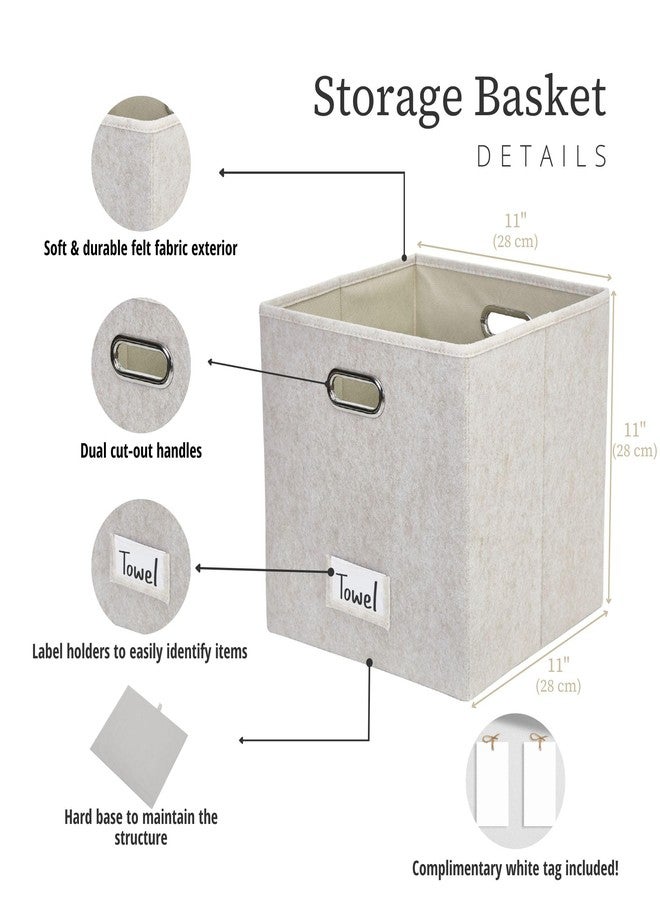 DECOMOMO Felt Storage Bins, 11 inch Cube Storage Bin with Labels for Shelves Kallax (Cube 11" / 6pcs, Beige) - Image 3