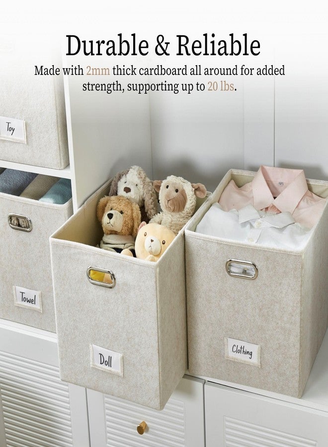 DECOMOMO Felt Storage Bins, 11 inch Cube Storage Bin with Labels for Shelves Kallax (Cube 11" / 6pcs, Beige) - Image 5