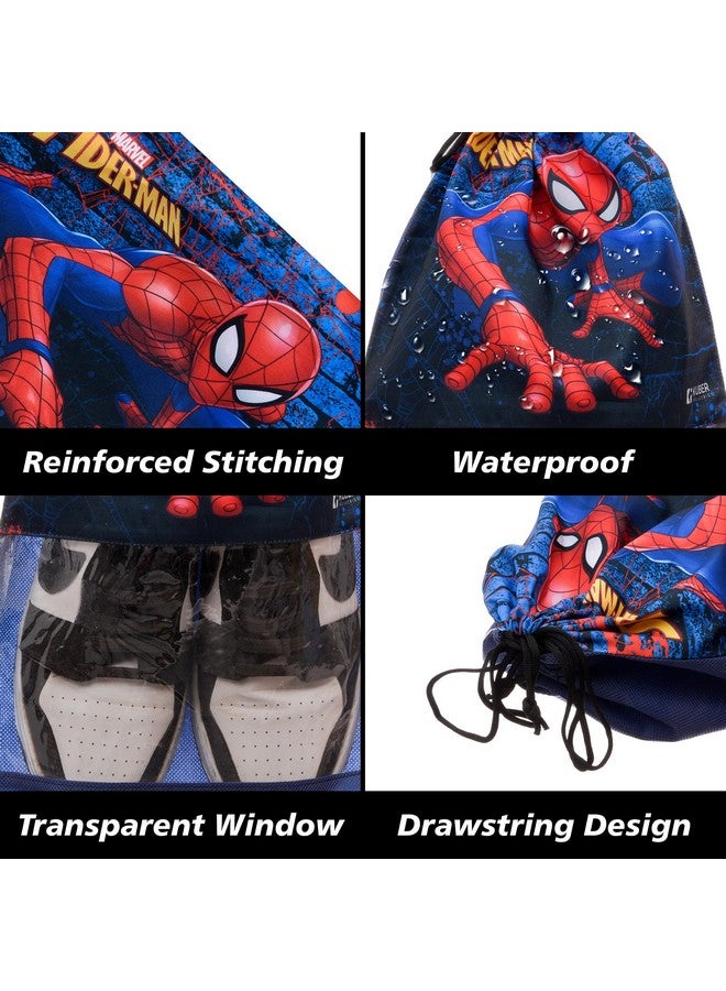 Kuber Industries Kuber Industries Marvel Spiderman Shoe Cover | Polyester Travel Shoe Storage Bags | Drawstring Shoe Cover | Shoe Organizer with Clear window | Pack of 18 | Navy Blue - Image 4