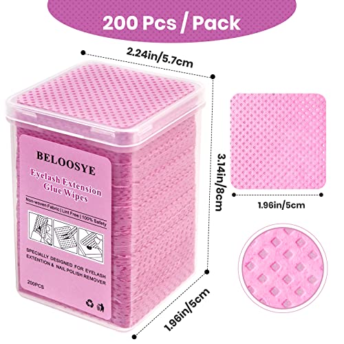 BELOOSYE 400 PCS Lint Free Nail Wipes Eyelash Extension Glue Wipes Super Absorbent Soft Nonwoven Fabric Lash Glue Wipes Nail Polish Remover Wipes for Lash Extension Supplies Nail Polish BottlePink - Image 5