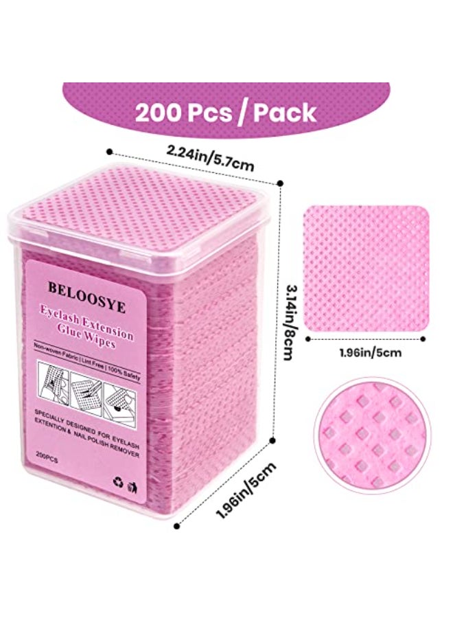 BELOOSYE 400 PCS Lint Free Nail Wipes Eyelash Extension Glue Wipes Super Absorbent Soft Nonwoven Fabric Lash Glue Wipes Nail Polish Remover Wipes for Lash Extension Supplies Nail Polish BottlePink - Image 4