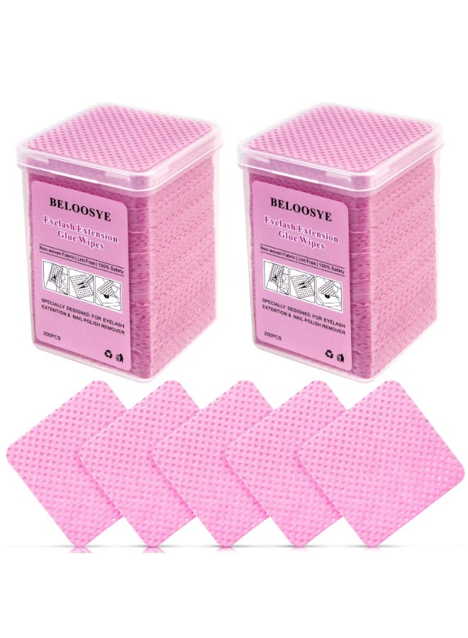 BELOOSYE 400 PCS Lint Free Nail Wipes Eyelash Extension Glue Wipes Super Absorbent Soft Nonwoven Fabric Lash Glue Wipes Nail Polish Remover Wipes for Lash Extension Supplies Nail Polish BottlePink - Image 3
