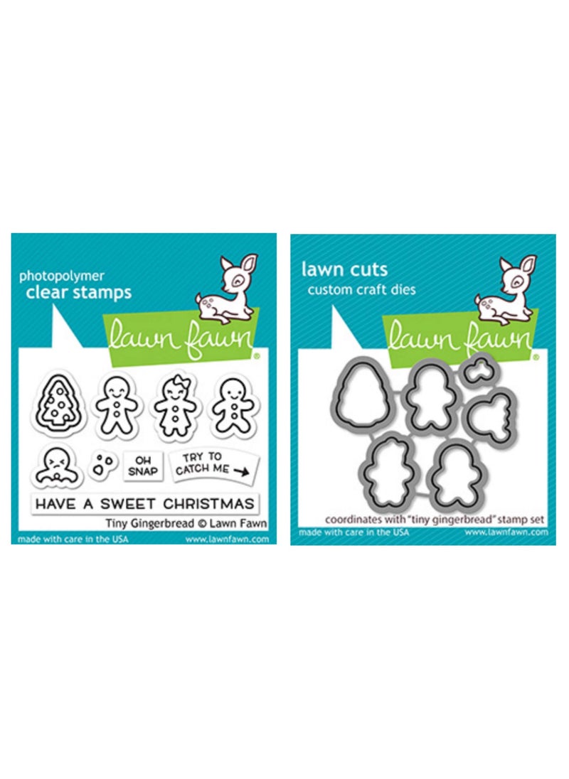 Lawn Fawn Lawn Fawn Tiny Gingerbread Clear Stamps and Coordinating Dies Bundle of 2 Items LF2417 LF2418 