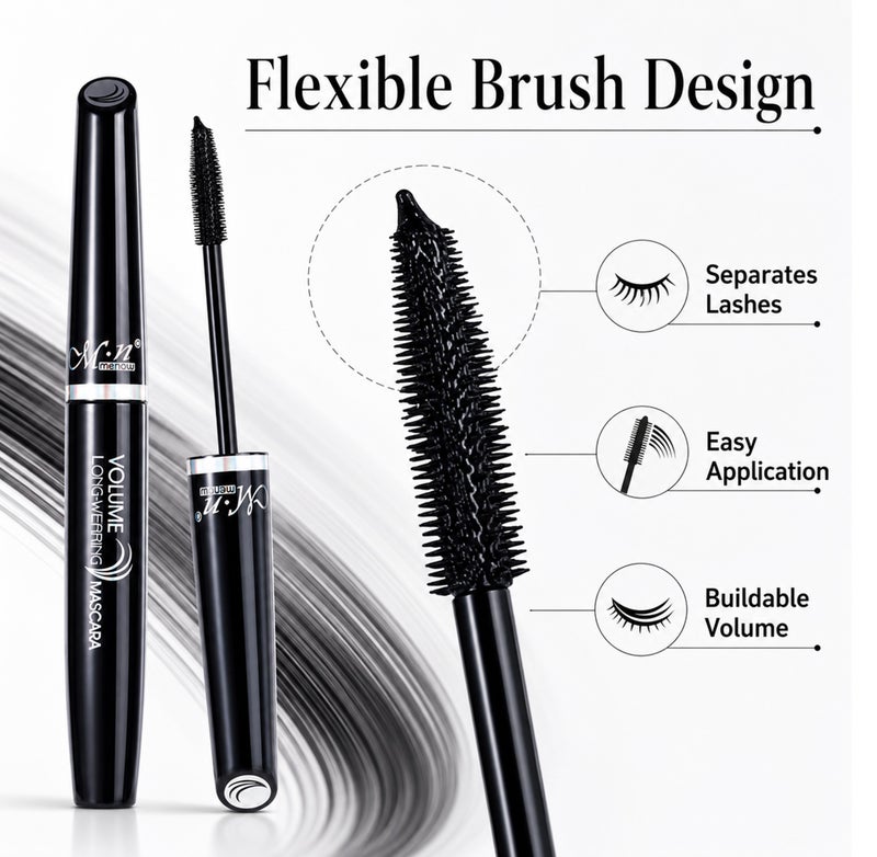 Me Now Black Mascara, 9ml, Volume Long-Wearing Lash Makeup, Flexible Silicone Brush, Rich Black Finish, Smudge-Resistant, Eye Makeup Tool for Daily Use - Image 3