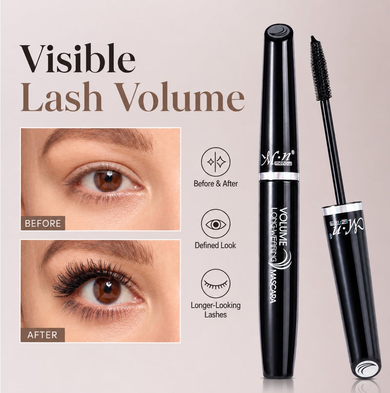Me Now Black Mascara, 9ml, Volume Long-Wearing Lash Makeup, Flexible Silicone Brush, Rich Black Finish, Smudge-Resistant, Eye Makeup Tool for Daily Use - Image 4