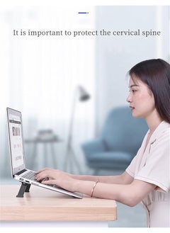 إيروريكس حامل كمبيوتر محمول قابل للتعديل، حامل كمبيوتر محمول قابل للطي، حامل كمبيوتر محمول مريح، خفيف الوزن، مناسب للمنزل والمكتب، ذاتي اللصق، أسود  - Image 4