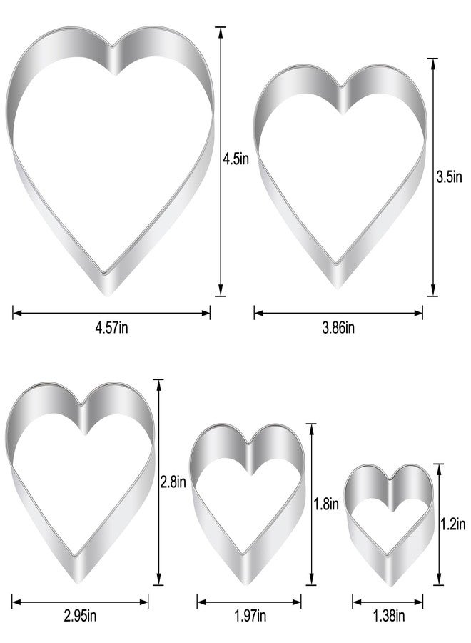 BakingWorld Heart Cookie Cutter Set - 5 Piece - 4.57" 3.86" 2.95" 1.97” 1.38" - Love Shaped Cookies Fondant Biscuit Molds for Valentines Day Holiday Birthday Party - Stainless Steel - Image 5