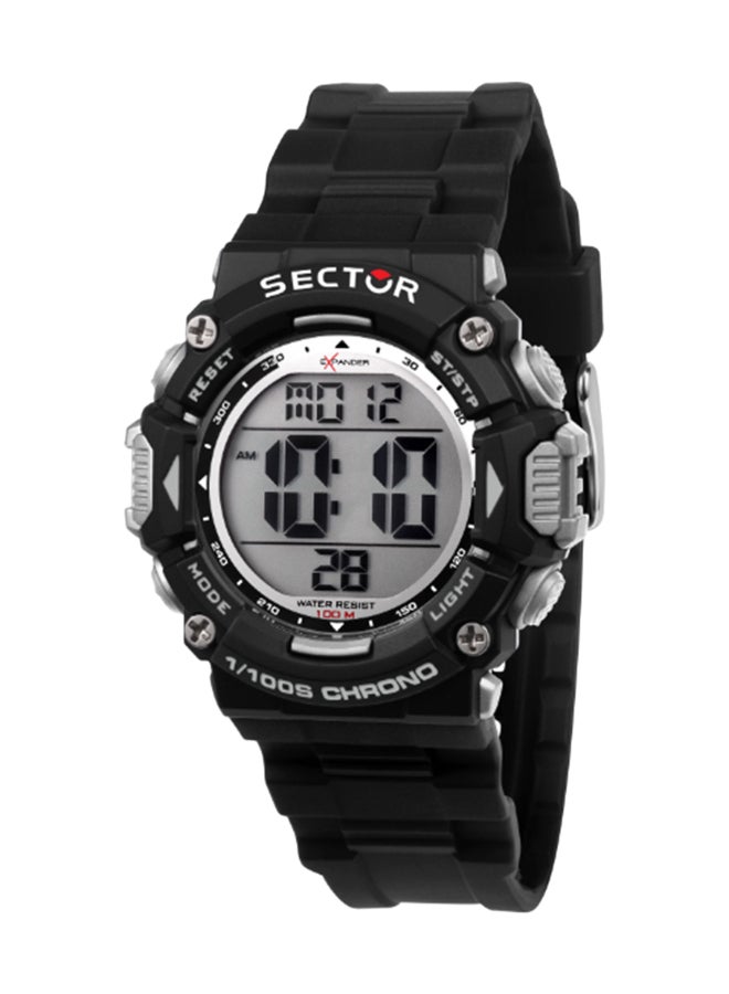 Sector Men's Black Round Digital Dial with Black Polyurethane Band Watch - 40mm - R3251544001 - Image 1