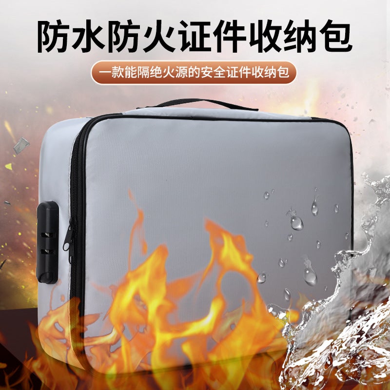 Document Storage Document Bag Folding Waterproof File Bag Multi-Functional Glass Fiber Fireproof File Box Folder - Image 2