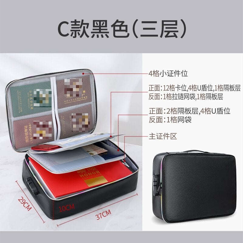 Document Storage Document Bag Folding Waterproof File Bag Multi-Functional Glass Fiber Fireproof File Box Folder - Image 1
