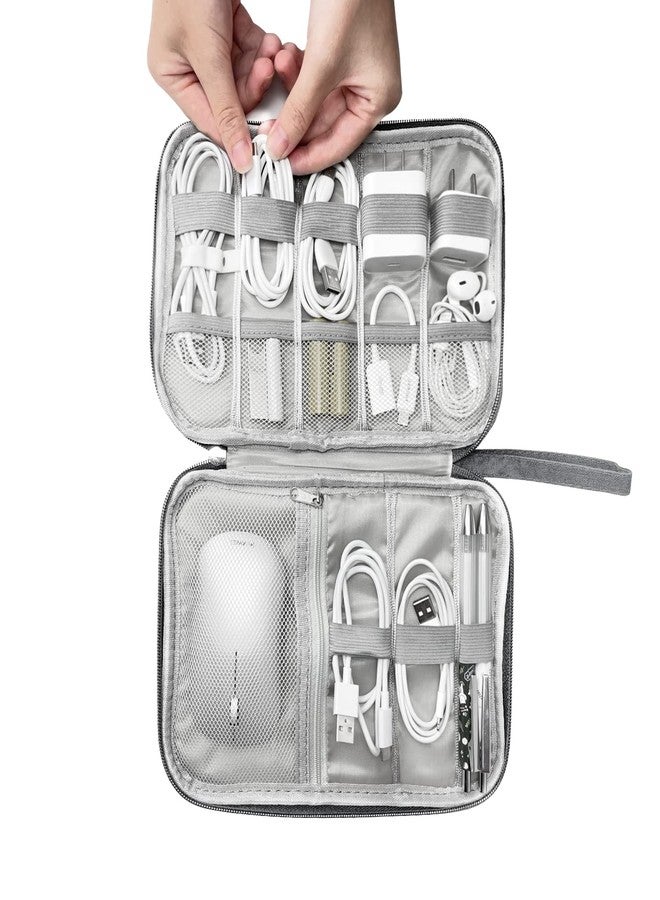 Lcsmaokin Electronics Organizer Travel Case,Electronic Accessories Storage Bag,Portable Waterproof Cable Organizer Bag,Travel Cord Organizer Bag for Small Charging Cord Storage,Cables,SD Card (Grey) - Image 3