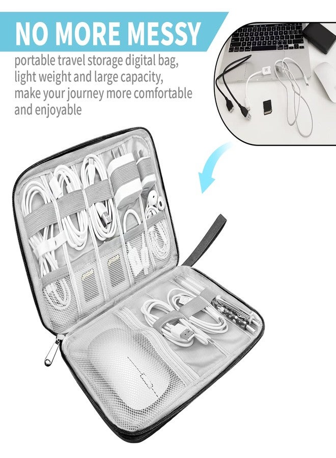 Lcsmaokin Electronics Organizer Travel Case,Electronic Accessories Storage Bag,Portable Waterproof Cable Organizer Bag,Travel Cord Organizer Bag for Small Charging Cord Storage,Cables,SD Card (Grey) - Image 2
