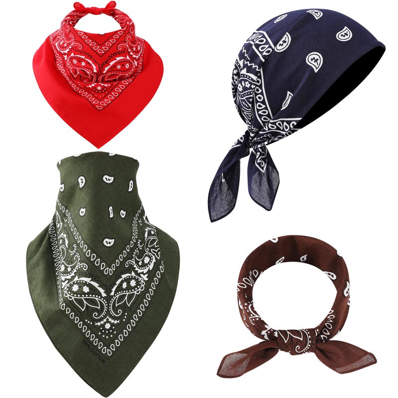 Mochabao 100% Cotton Bandanas, 22 x 22 Inches, Multi-Purpose Hair Wraps, Face Covers, Handkerchiefs for Women, Men & Teens, Set of 9, Neutral Colors - Image 5