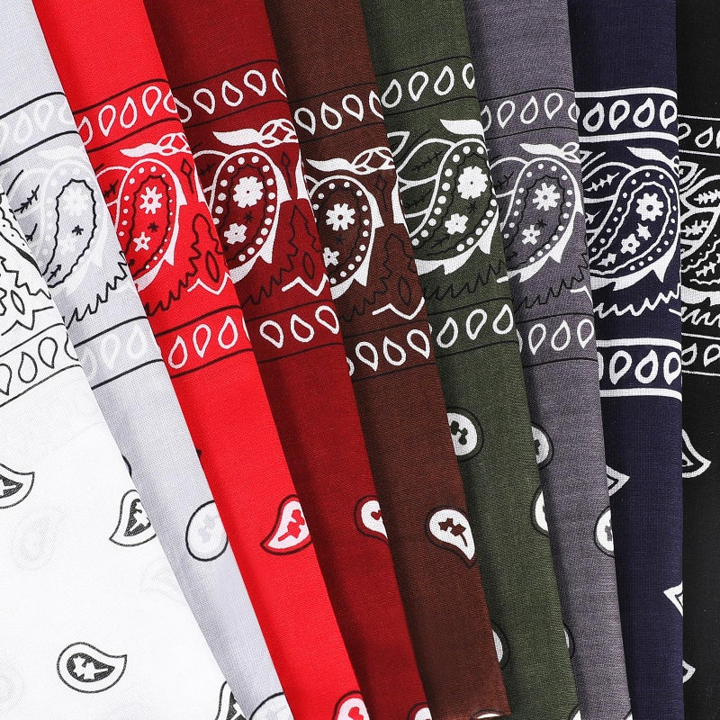 Mochabao 100% Cotton Bandanas, 22 x 22 Inches, Multi-Purpose Hair Wraps, Face Covers, Handkerchiefs for Women, Men & Teens, Set of 9, Neutral Colors - Image 2