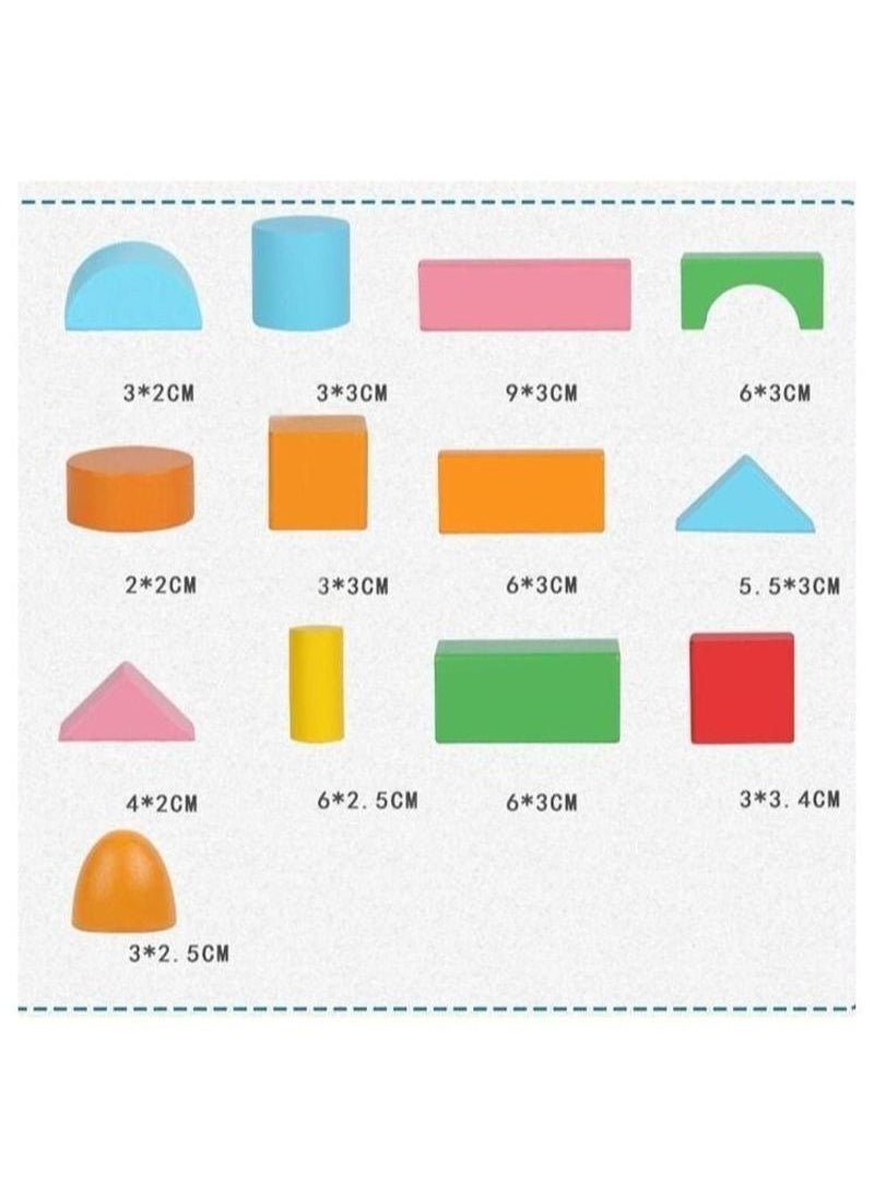 Generic - Kid Wooden Set Castle Building Brick Blocks Geometric Shape Educational Toys Assembled Game Environment Friendly - Image 1