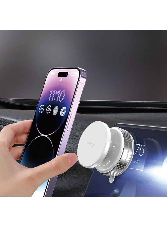 DRIP 🧲🚗 360° Rotating Magnetic Car Phone Mount Vacuum Suction Holder White for iPhone Android - Image 4