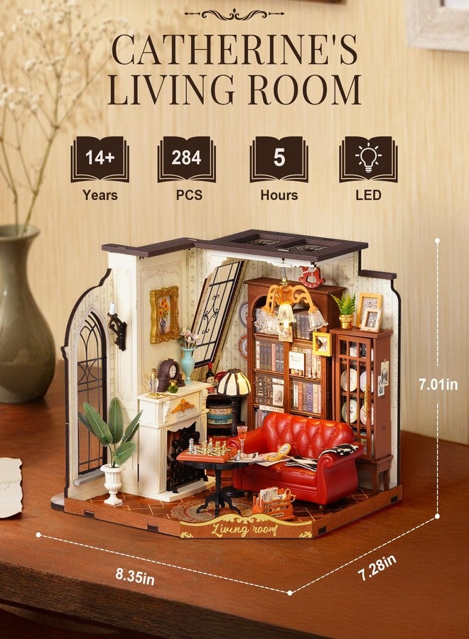 Rolife DIY Miniature House Kit for Adults, Mini Wooden Dollhouse Kit, Tiny House Diorama Building Kits-Birthday Christmas Craft Hobbies Gift for Teens Kids (Catherine's Living Room) - Image 2