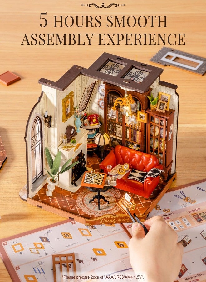 Rolife DIY Miniature House Kit for Adults, Mini Wooden Dollhouse Kit, Tiny House Diorama Building Kits-Birthday Christmas Craft Hobbies Gift for Teens Kids (Catherine's Living Room) - Image 5