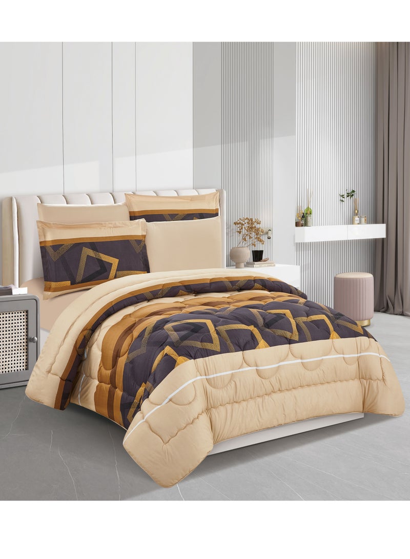 Stargold Super Soft Printed Comforter, 6pcs Set, Microfiber High-Quality Fabric, Stylish and Premium Design, Durable, Ideal For Home Bedroom 240X220CM  - Image 1