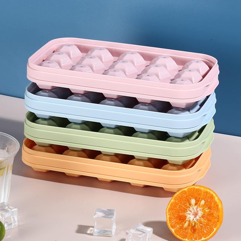 Evona Ice Cube Tray Reusable Ice Cube Mold Food Grade Silicone Ice Cube Tray for Whiskey Cocktails Keep Drinks Chilled Reusable and BPA Free Cold Drinks Ice Cube Maker Mold with Lid - Image 3