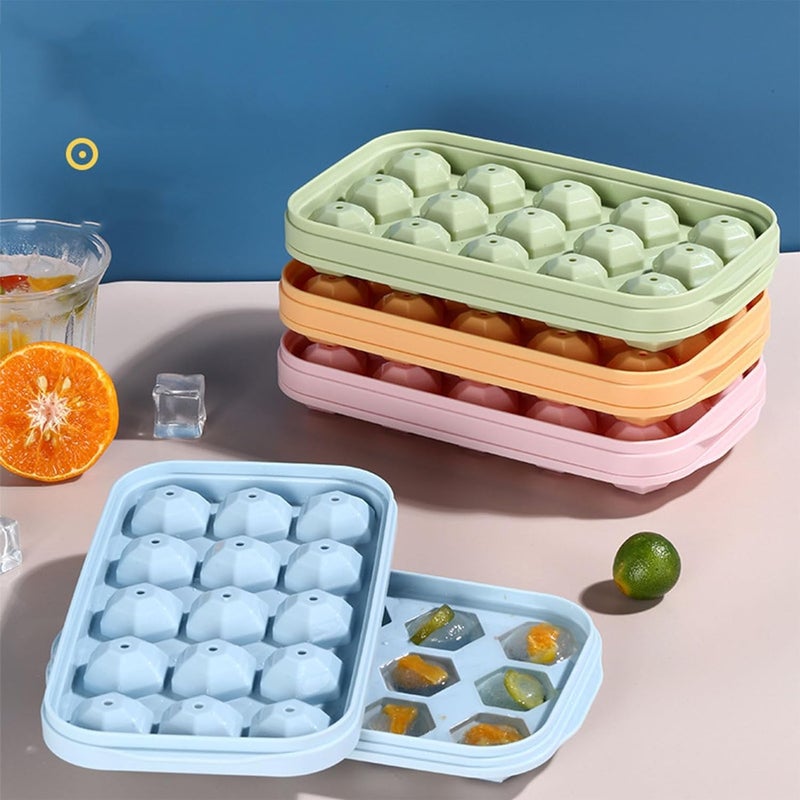Evona Ice Cube Tray Reusable Ice Cube Mold Food Grade Silicone Ice Cube Tray for Whiskey Cocktails Keep Drinks Chilled Reusable and BPA Free Cold Drinks Ice Cube Maker Mold with Lid - Image 2