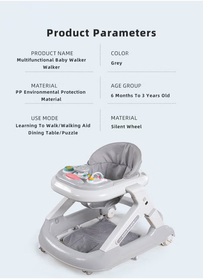 XiuWoo - 3 in 1 Baby Walker With Building Block Table Adjustable Height Multifunction and Big Comfortable Seat Cushion, Detachable Trampoline Mat for Infants Children - Image 1