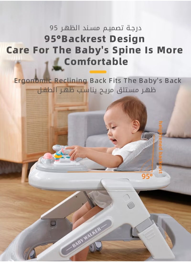 XiuWoo 3 in 1 Baby Walker With Building Block Table Adjustable Height Multifunction and Big Comfortable Seat Cushion, Detachable Trampoline Mat for Infants Children  - Image 3