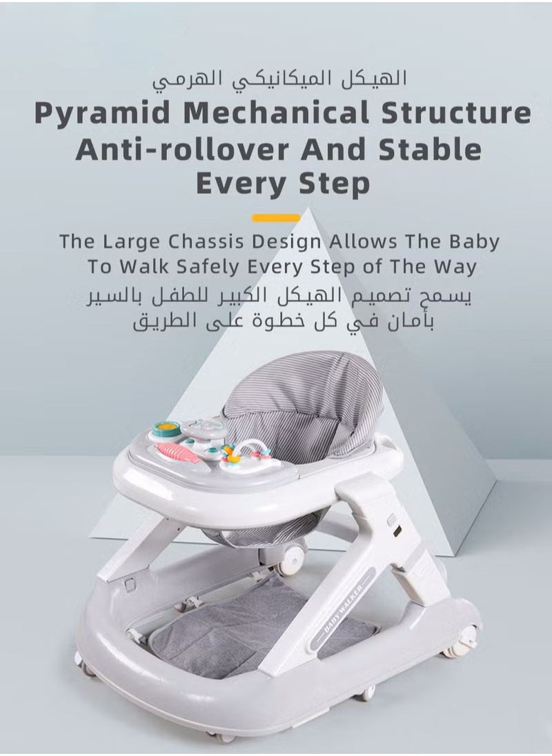 XiuWoo - 3 in 1 Baby Walker With Building Block Table Adjustable Height Multifunction and Big Comfortable Seat Cushion, Detachable Trampoline Mat for Infants Children - Image 1
