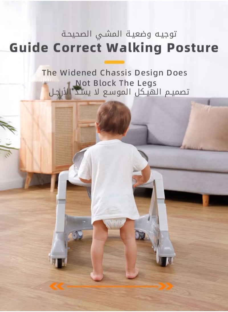 XiuWoo - 3 in 1 Baby Walker With Building Block Table Adjustable Height Multifunction and Big Comfortable Seat Cushion, Detachable Trampoline Mat for Infants Children - Image 1