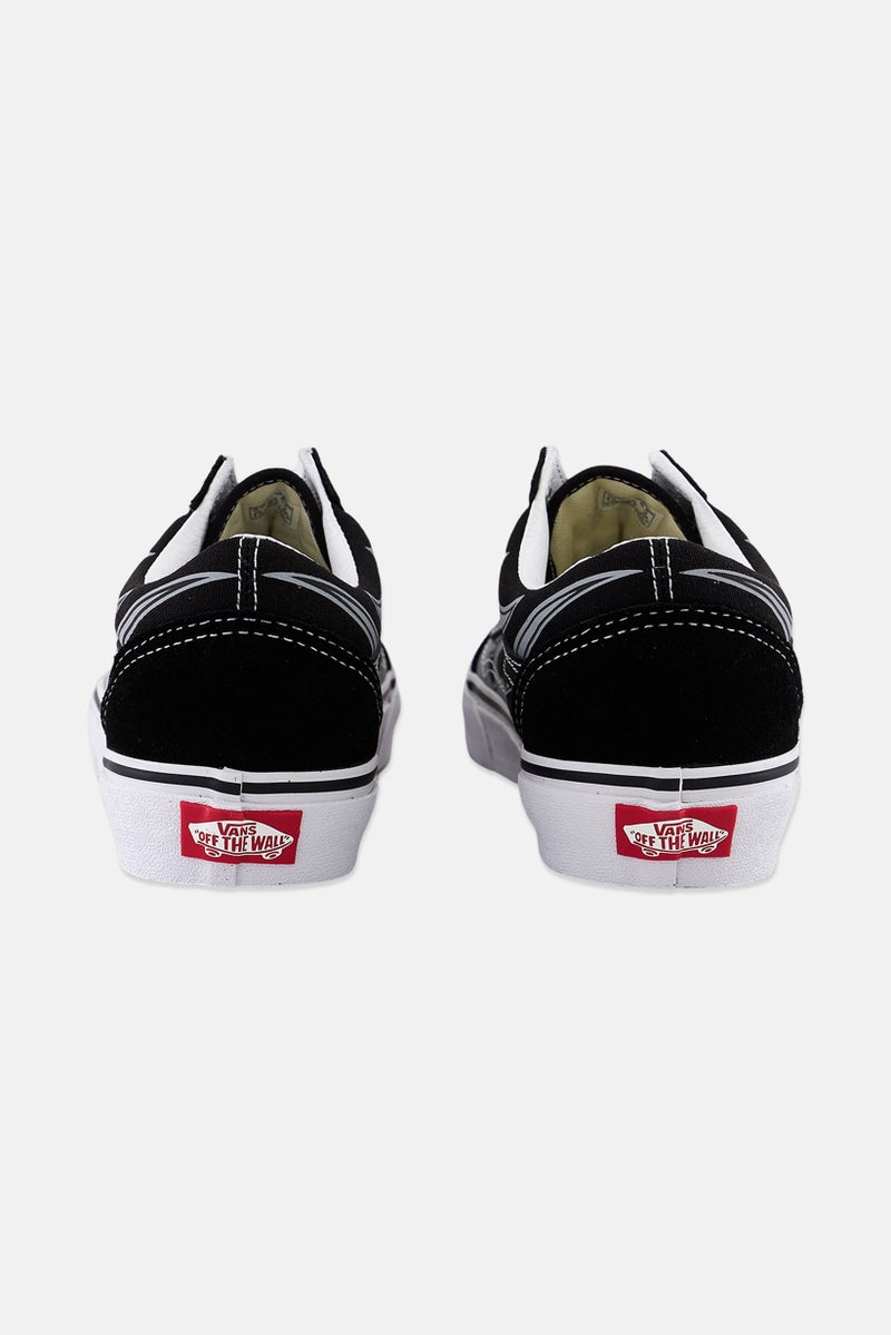 VANS Kids Boy Old Skool Flame Print Casual Shoes, Black  - Image 2