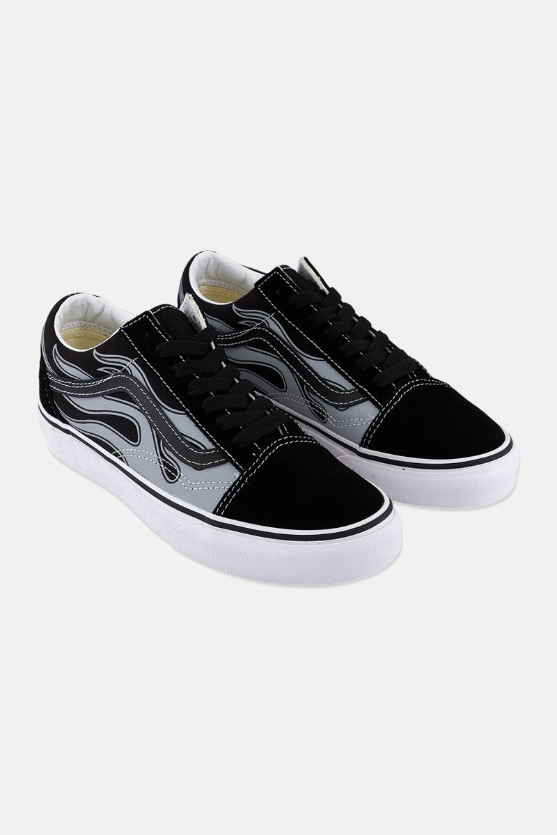 VANS Kids Boy Old Skool Flame Print Casual Shoes, Black  - Image 1