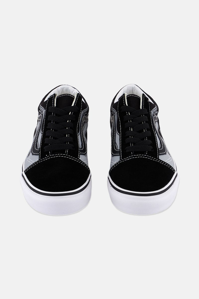 VANS Kids Boy Old Skool Flame Print Casual Shoes, Black  - Image 4