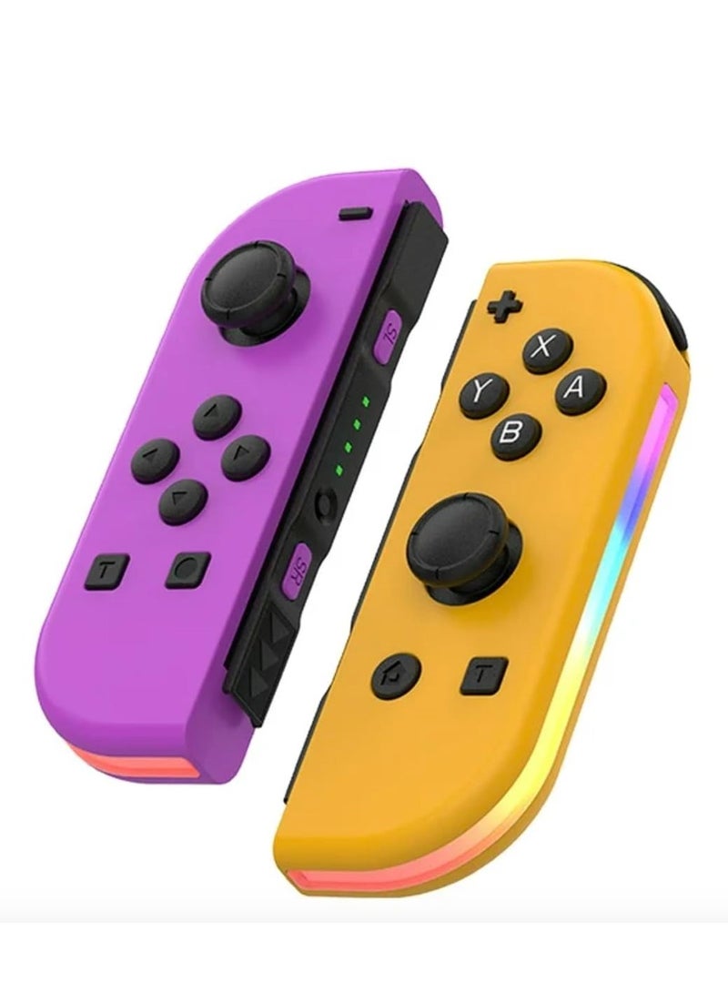 SOLARAE وحدة تحكم لاسلكية Joy Cons لجهاز نينتندو سويتش، بديل لجهاز Joypad مع إضاءة RGB، دعم عصا التحكم للاهتزاز المزدوج/الاستيقاظ/لقطة الشاشة (أرجواني) - Image 1