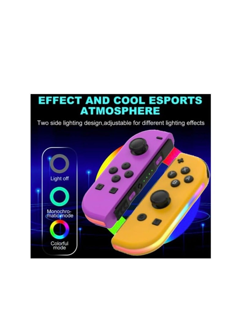 SOLARAE وحدة تحكم لاسلكية Joy Cons لجهاز نينتندو سويتش، بديل لجهاز Joypad مع إضاءة RGB، دعم عصا التحكم للاهتزاز المزدوج/الاستيقاظ/لقطة الشاشة (أرجواني) - Image 3