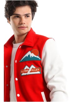 WHITE RABBIT Patched Bi-tone Press Buttoned Jacket Red  - Image 3