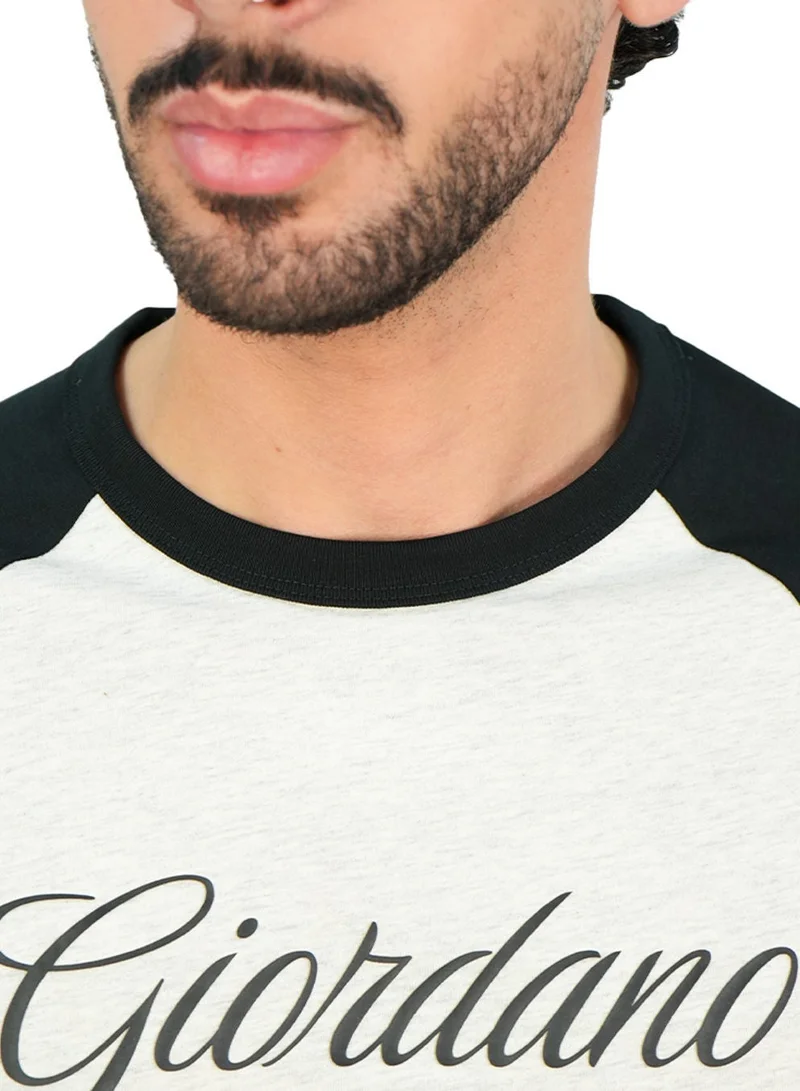 GIORDANO  Men's Slim Cotton Raglan Athletics Tee for Men | Best Price UAE
