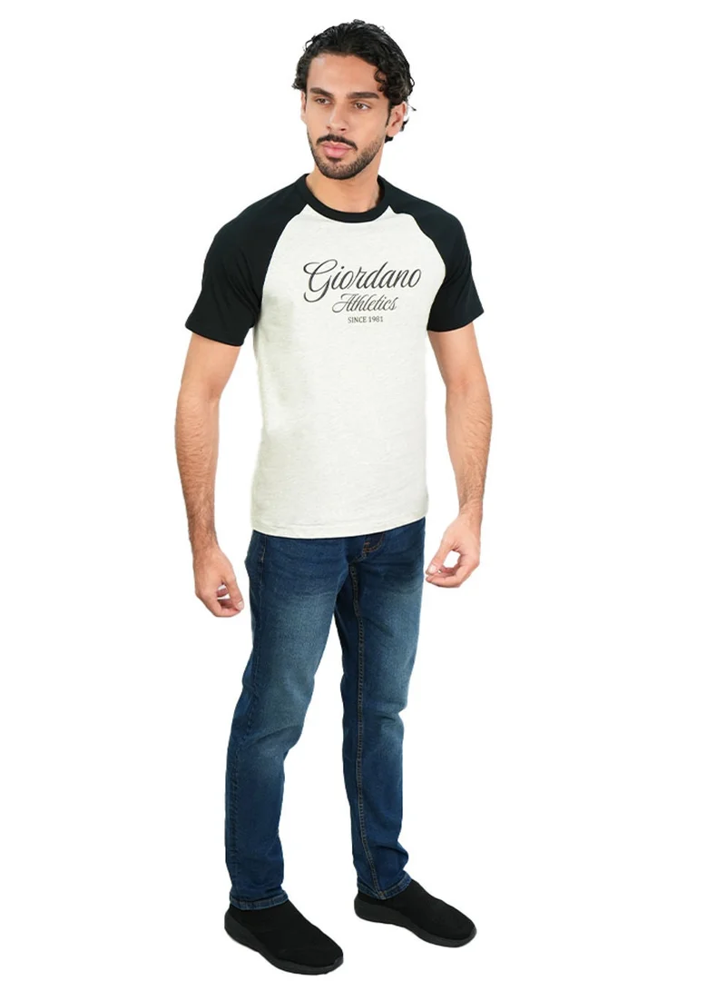GIORDANO  Men's Slim Cotton Raglan Athletics Tee for Men | Best Price UAE