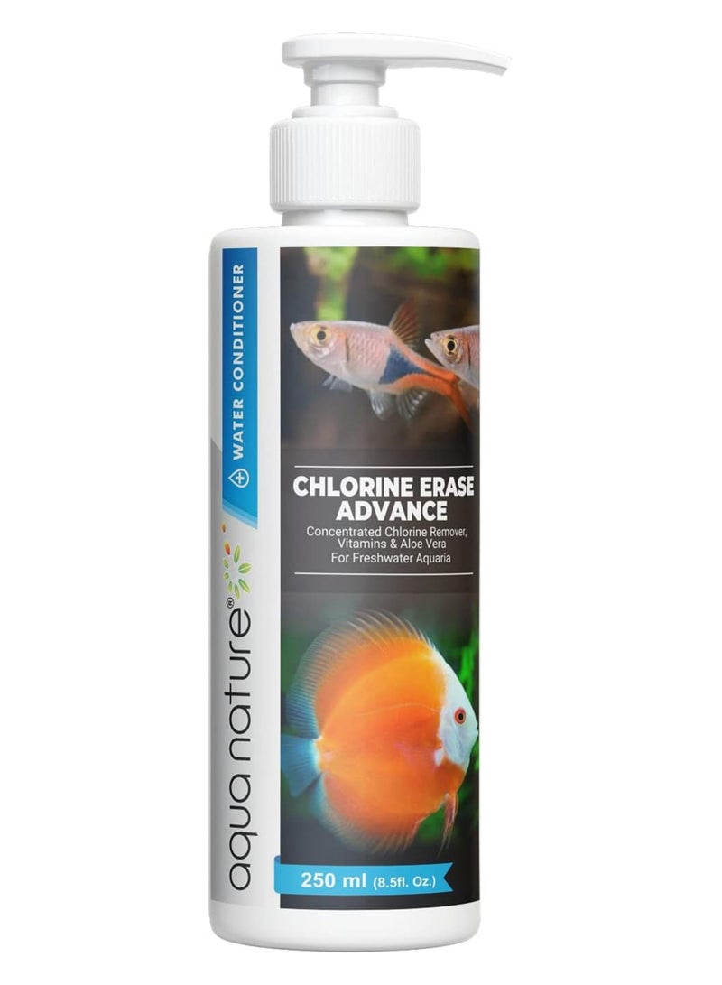 أكوانيتشر مُكيّف مياه مُركّز لإزالة الكلور من أكوا نيتشر، مع إضافة فيتامينات وألوفيرا لأحواض السمك ذات المياه العذبة (250 مل) - Image 1