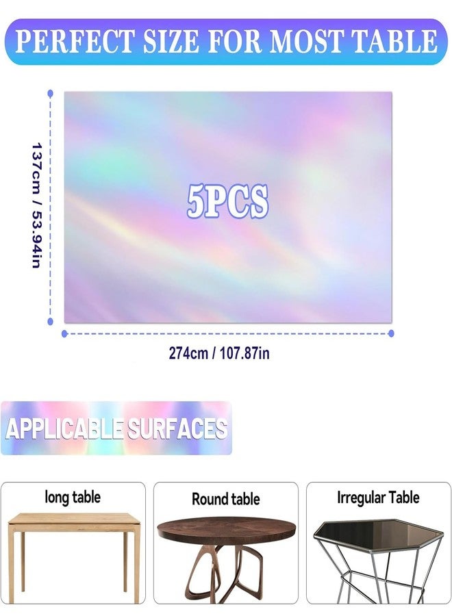 parknshop 5 Pack Colorful Plastic Tablecloths, Shiny Rectangle Table Covers, Table Decorations for Birthday Party Supplies, 54"x108" - Image 2