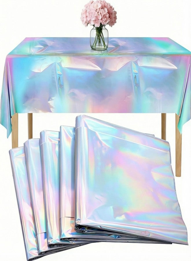 parknshop 5 Pack Colorful Plastic Tablecloths, Shiny Rectangle Table Covers, Table Decorations for Birthday Party Supplies, 54"x108" - Image 1