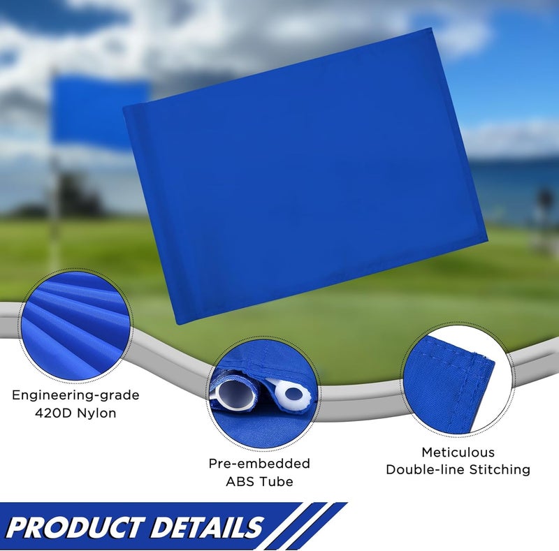 KINGTOP Golf Flag 20x14 Inch - Plain Blue, 420D Nylon, Tube Inserted - Standard Putting Green Flags for Driving Range, Backyard Practice, Golf Courses, Country Club, 3-Pack - Image 2