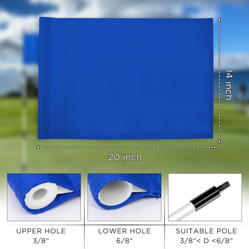 KINGTOP Golf Flag 20x14 Inch - Plain Blue, 420D Nylon, Tube Inserted - Standard Putting Green Flags for Driving Range, Backyard Practice, Golf Courses, Country Club, 3-Pack - Image 3