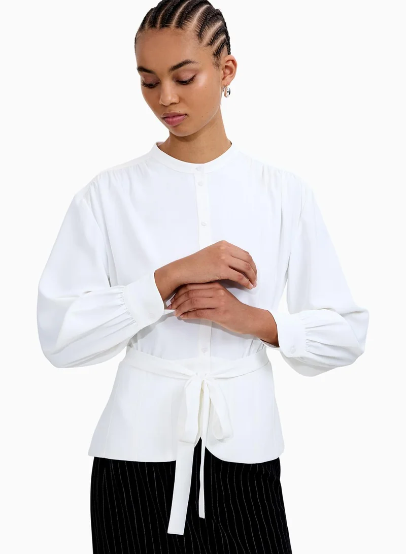 French Connection Arezzo Longsleeve Waist Tie Shirt