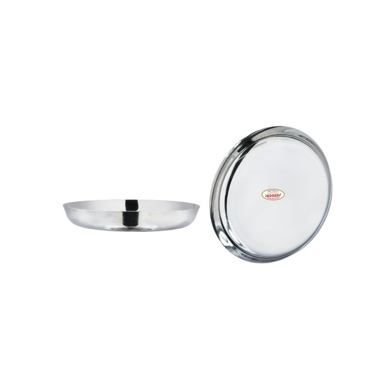 JAGGERY Stainless Steel Rice Platter to Serve Rajma Chawal, Chhole Chawal Or Curry Rice Bowl, Diameter - 18cm (7.09 Inch) Pack of 2 Pcs Thali/Plate - Image 5