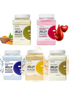 YMEYFAN YMEYFAN 5 Jar 500G Jelly Mask Powder for Facial Professional Bundle, Beauty Spa Face Mask Skincare Product Bulk (Turmeric, Vampire, Hyaluronic Acid, Gold, Collagen)  - Image 1