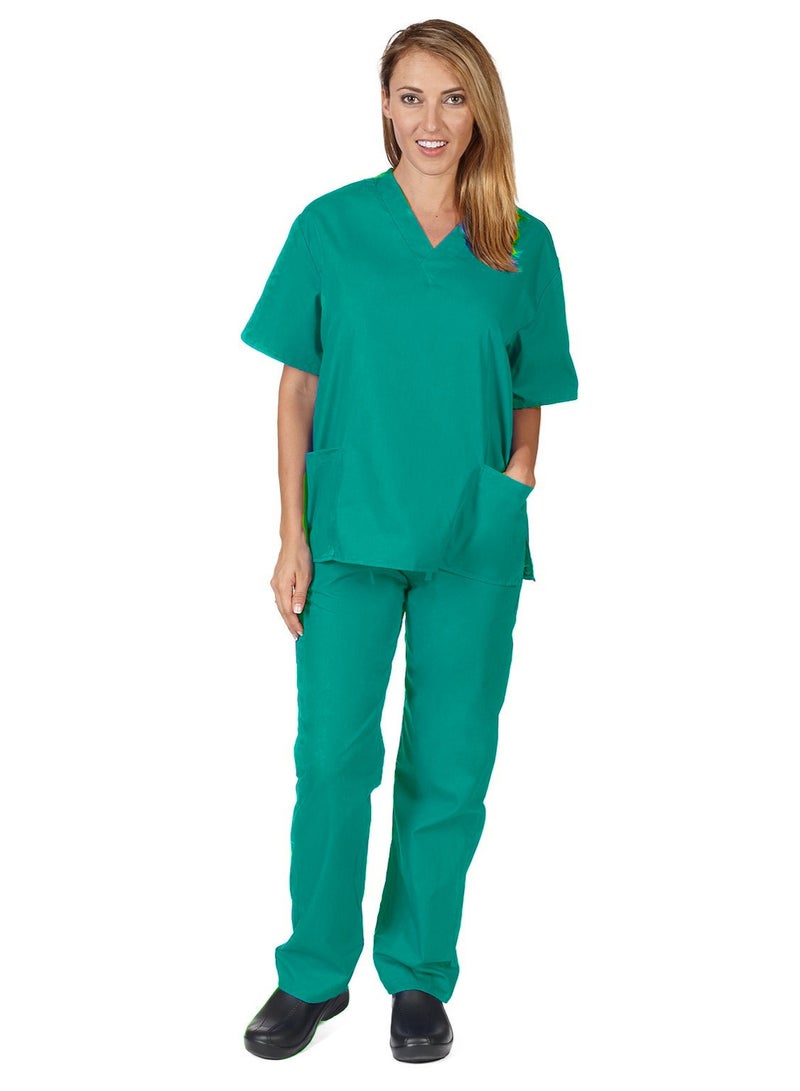 Loquat Womens Medical Scrubs Set Medical Uniform Set Peacock Green - Image 1