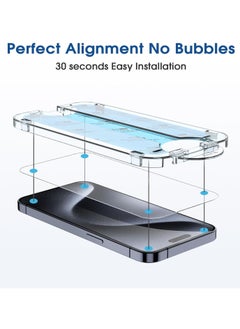 Amfilm [2+2 Pack] amFilm OneTouch for iPhone 15 Pro Max 6.7 inch Glass Screen Protector Guard with Camera Lens Protector. Easiest to Installation, Bubble Free, Case Friendly  - Image 4