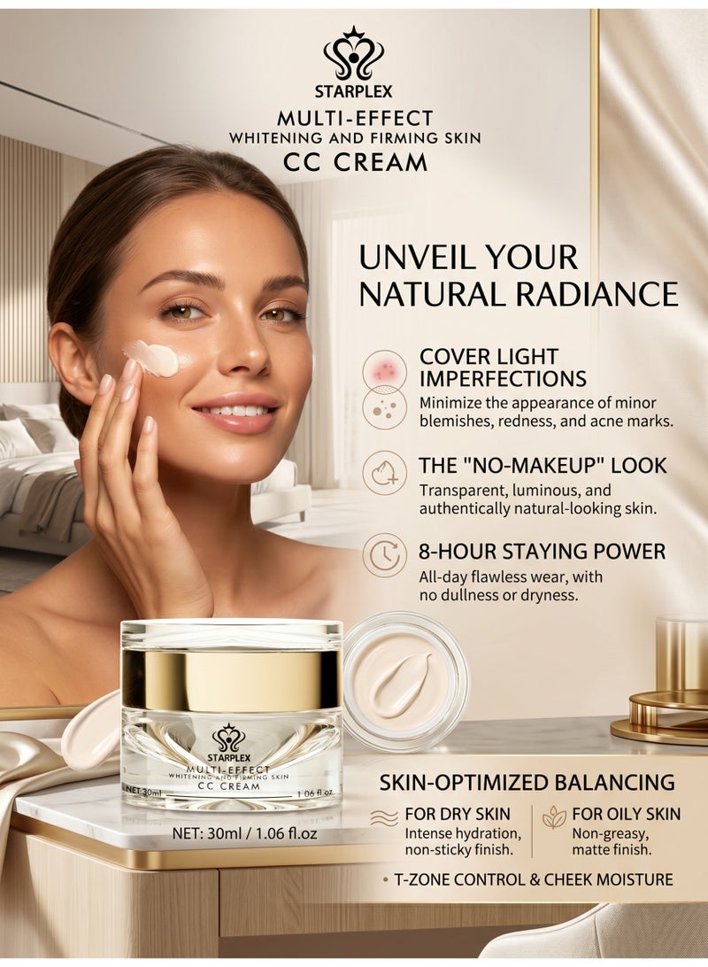 STARPLEX CC Cream Multi-Effect Skin Radiance CC Cream 30ml, Nourishing Brightening Concealer, Oil Control & Hydration Dual Effect, 8 Hour Long Wear, No-Makeup Look Essential, Suitable for Sensitive Skin - Image 1
