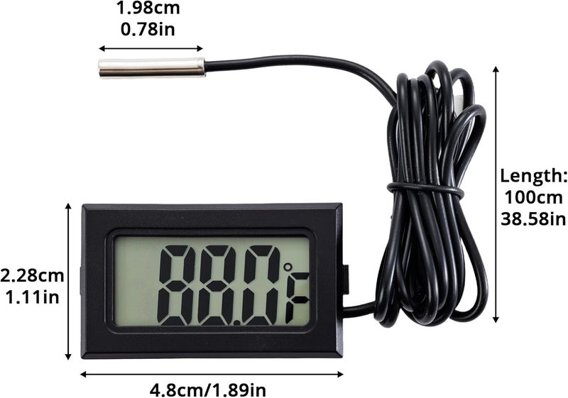 hiBCTR 10 Pieces of Digital LCD Thermometers, Temperature Digital LCD Refrigerator Thermometers, Water Temperature, with Probes, in Fahrenheit. - Image 2