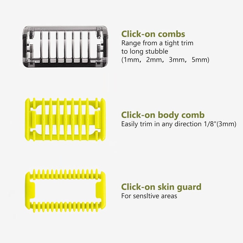 Excefore One Blade Guards, Hair Guards Comb for One Blade Hybrid Electric Shaver QP2520 QP2530 QP2620 QP2630 QP6510 QP6520 - Guide Comb 1/2/3/5 MM Beard Trimmer Guards Replacement - Image 3